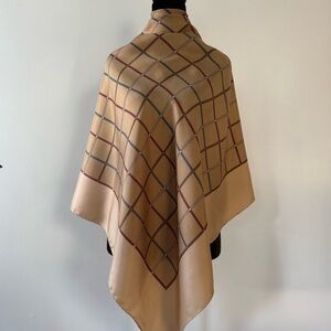Authentic Burberrys Beige and Red Checkered Scarf 34x34”